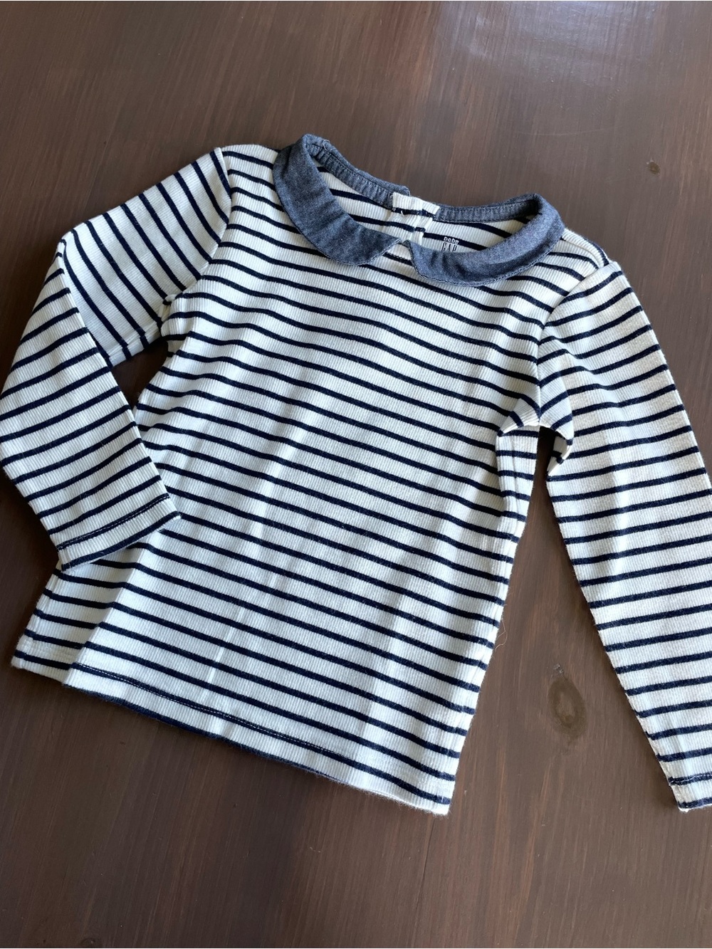 Baby Gap Navy White Stripe Collared Baby Rib Knit Longsleeve Top Size 3T